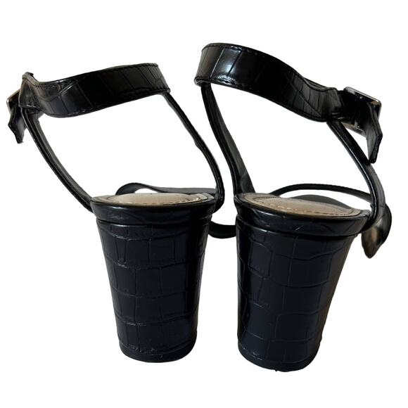 Nine West Pixel City Black Block Heel Open Toe Ankle Buckle Strap Sandals Size 7 - Picture 9 of 10